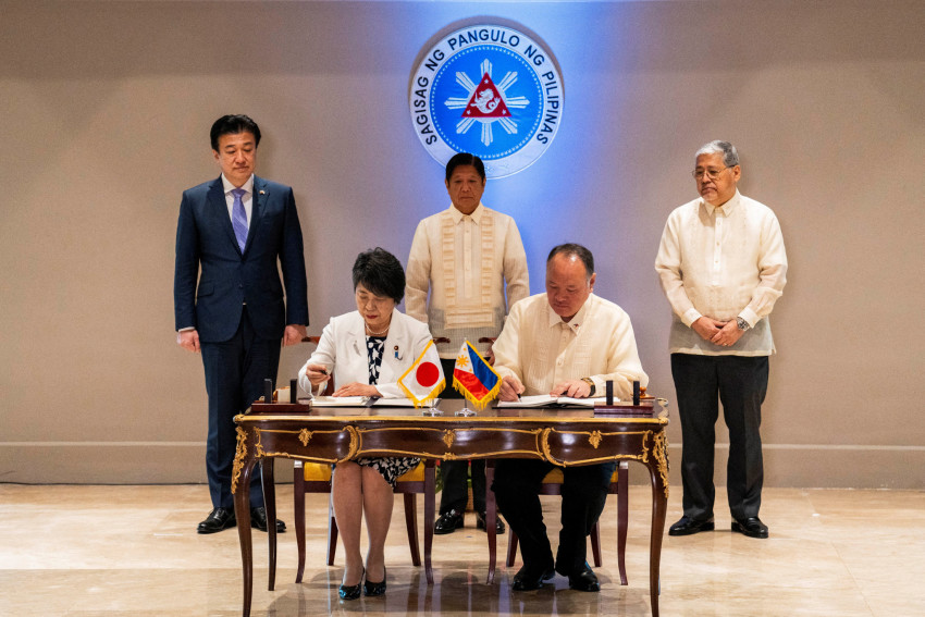 Japan's Foreign Minister Yoko Kamikawa and Defence Minister Minoru Kihara meet with Philippine President Ferdinand Marcos Jr in Manila